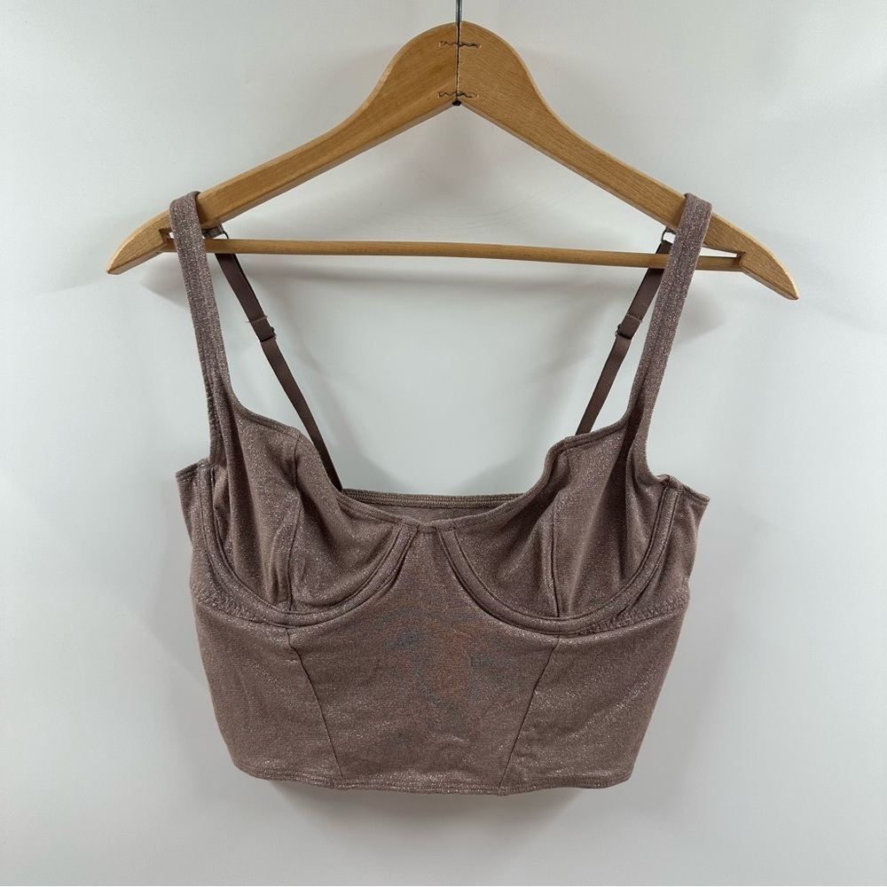 Hollister Gilly Hicks Shimmer Mauve Corset Top – Adjustable Straps, Size Medium
